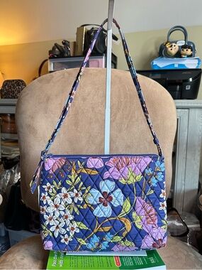 Vera Bradley Large Quilted Hipster Convertible Shoulder Bag Coffee Garden NWT